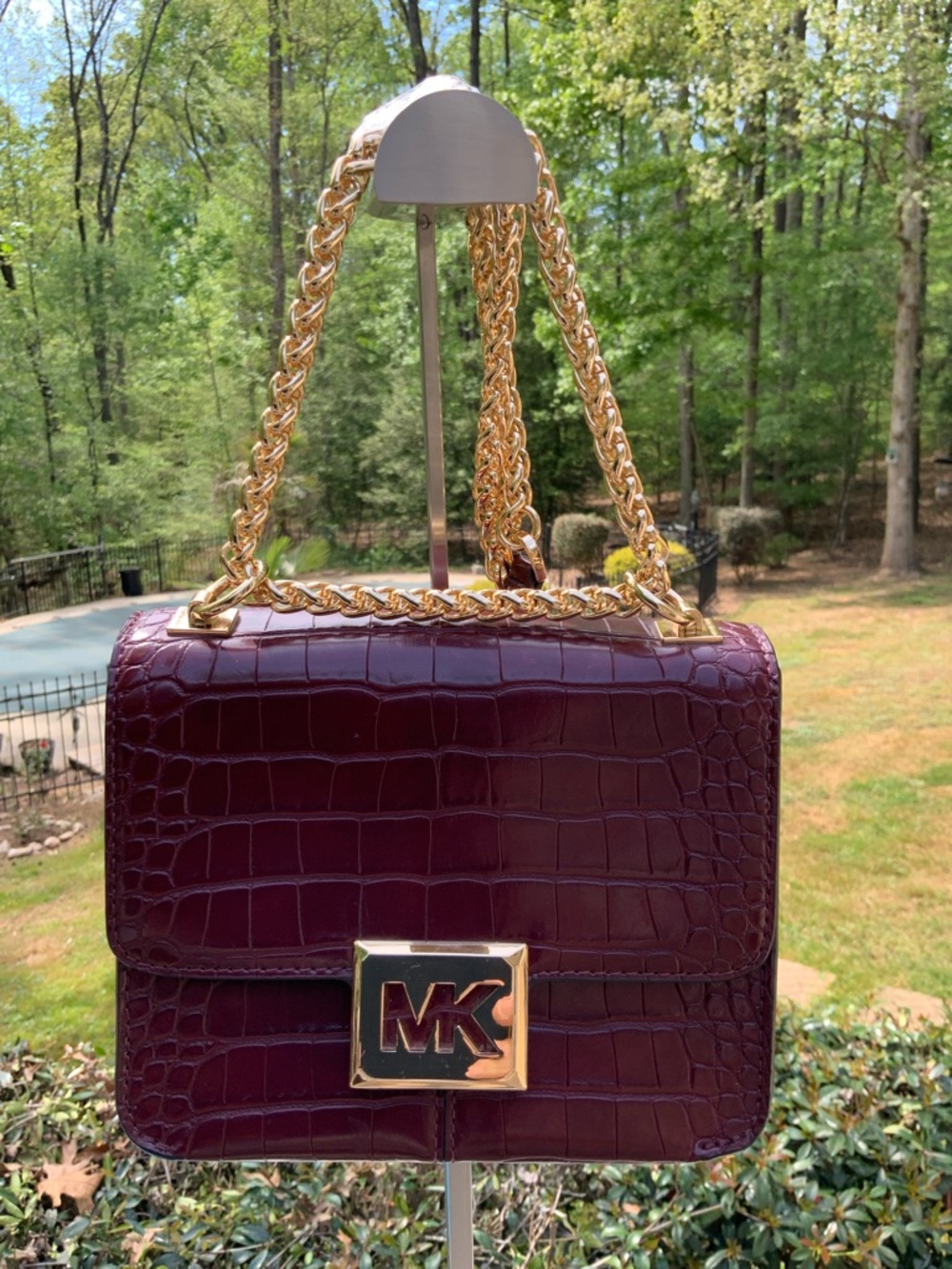 Michael Kors NWT Sonia small Croc-Embossed Crossbody approx. 7.5 x 6.5 w COA
